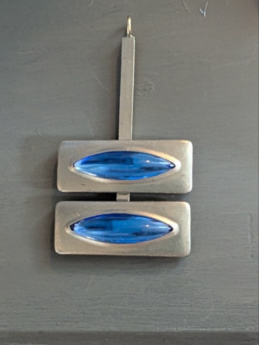 Denmark modernist Silver Blue Statement Pendant Jorgen Jensen